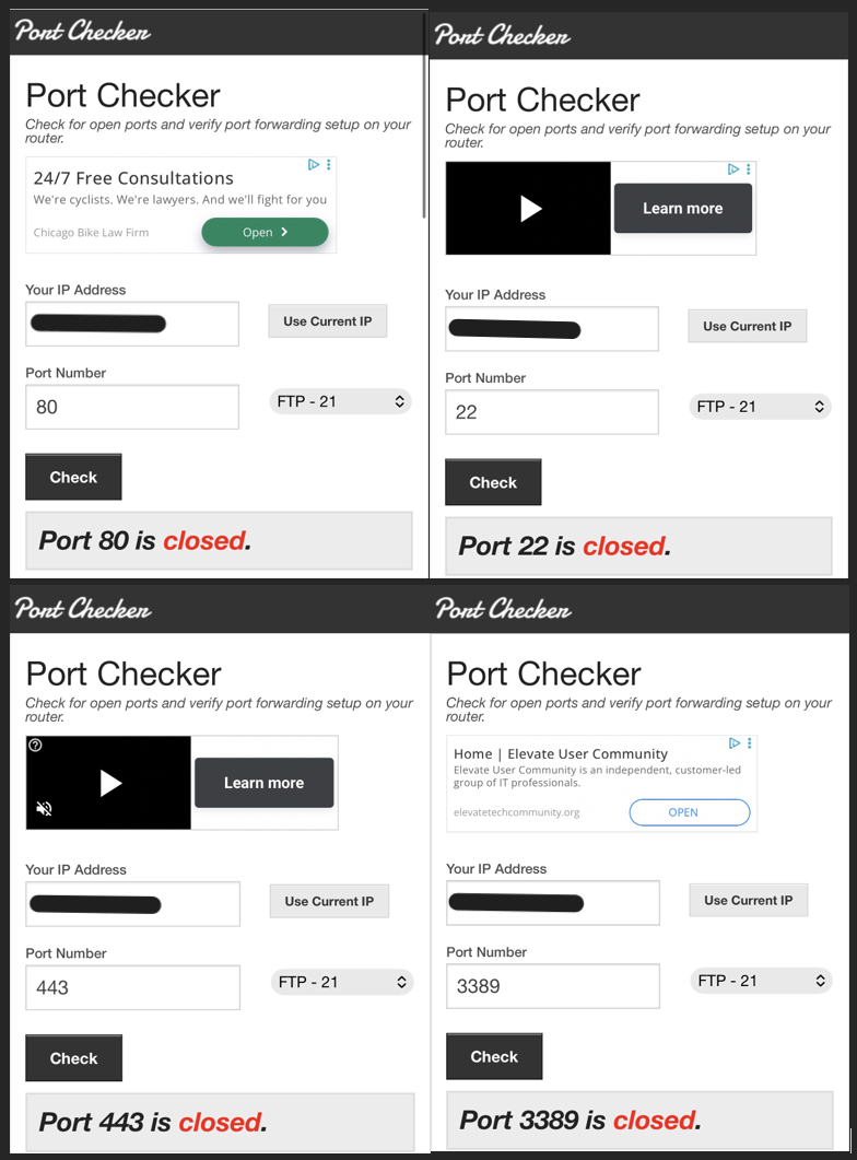 External test showing inbound blocked